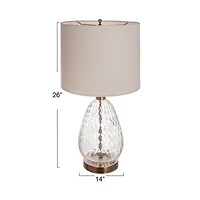 Hello Honey® 2ft. Textured Glass Base Table Lamp with White Cotton Drum Shade
