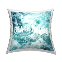 Stupell Industries Blue Beach House Ocean Foam Typography Throw Pillow, 18" x 18"