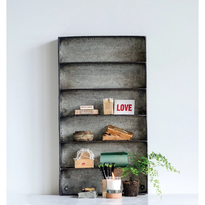 Hello Honey® 35.5" Distressed Gray Metal 6 Tier Wall Shelf