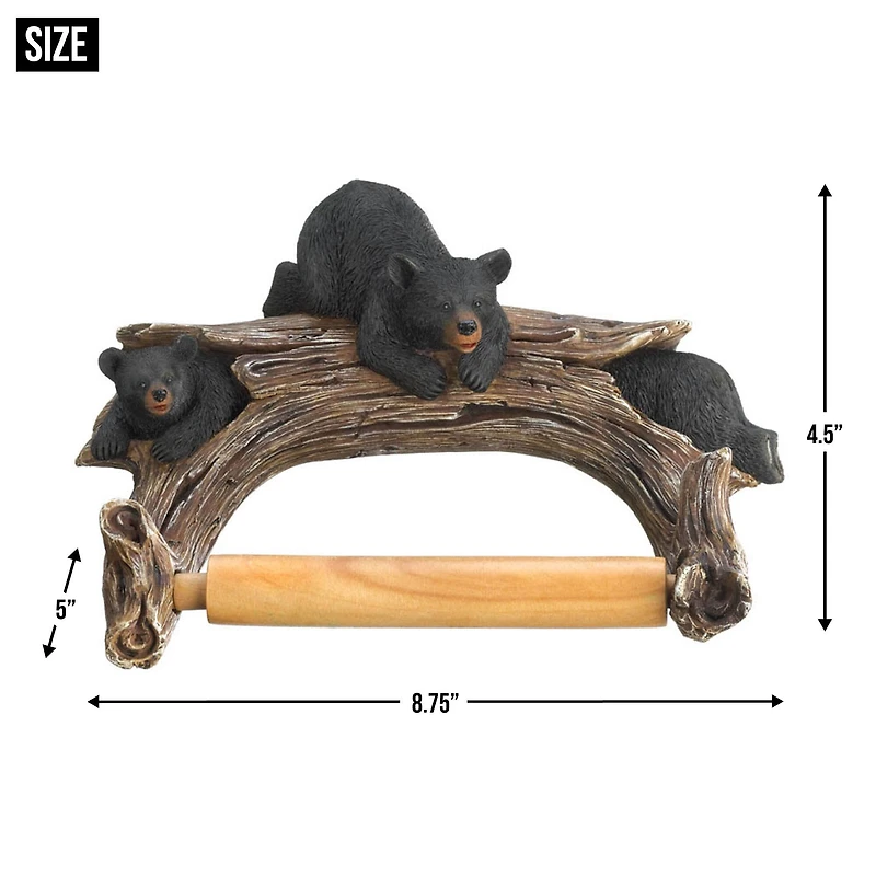 9" Black Bear Toilet Paper Holder