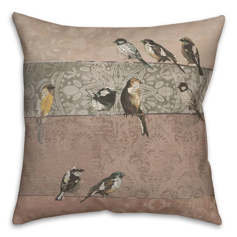 Collage Bird Patchwork 18" x 18" Throw Pillow