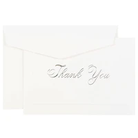 JAM Paper 4.875" x 3.375" Bright White with Silver Script Thank You Cards & Envelopes Set