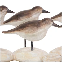 13" Brown Polystone Bird Sculpture with Cream Rock Inspired Base