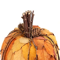 10" Orange & Brown Fall Harvest Tabletop Pumpkin