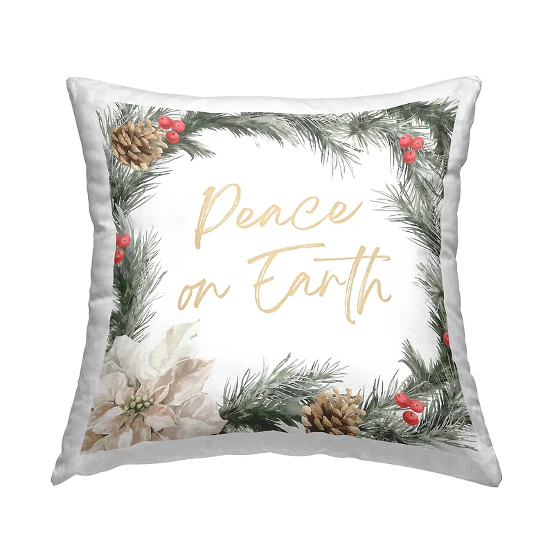 Stupell Industries Peace on Earth Holiday Throw Pillow
