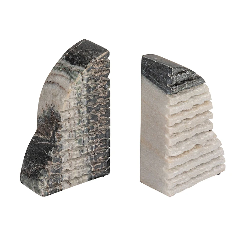Hello Honey® 5" Black Mélange Carved Marble Bookend Set