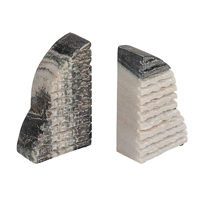 Hello Honey® 5" Black Mélange Carved Marble Bookend Set