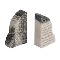 Hello Honey® 5" Black Mélange Carved Marble Bookend Set
