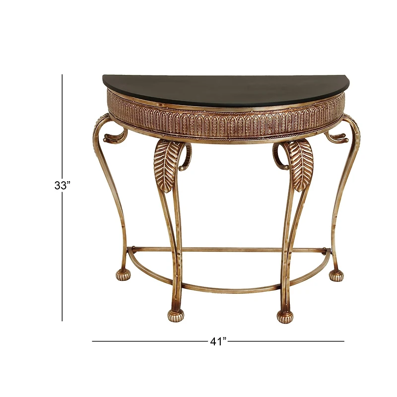 Gold Traditional Metal Console Table, 33" x 41"
