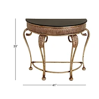 Gold Traditional Metal Console Table, 33" x 41"
