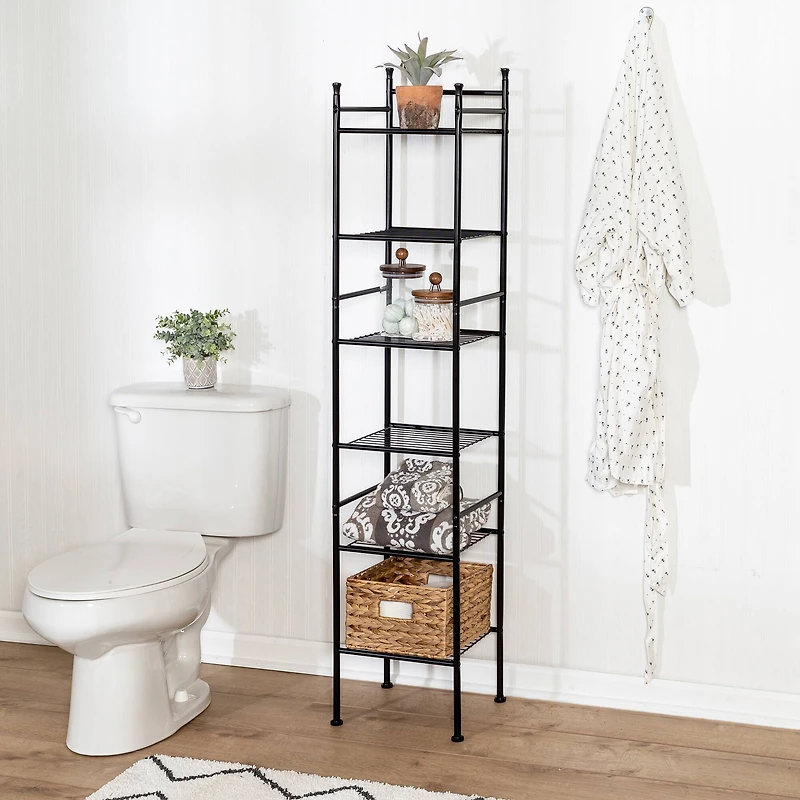 Honey Can Do Black 6-Tier Space-Saving Shelving Tower