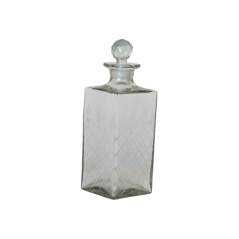 Hello Honey® 16oz. Clear Reclaimed Etched Square Glass Decanter