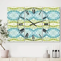 Designart Embossed Teal Pattern IV Multipanel Wall Clock