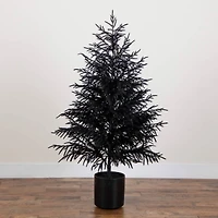 5ft. Artificial Halloween Real Touch Black Norfolk Pine Christmas Tree with Natural Look