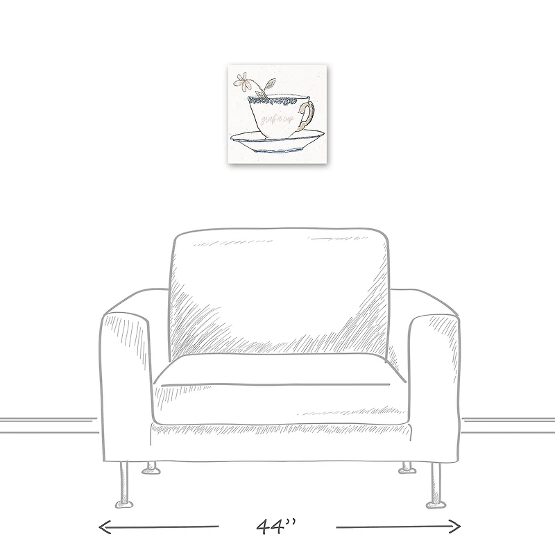 Tea Cup With Flower 12" x 12" Canvas Wall Art