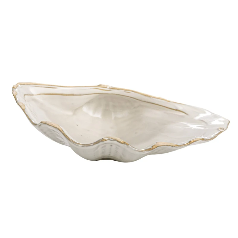 Hello Honey® 8" White Reactive Crackle Glaze Stoneware Shell Plates, 4ct.