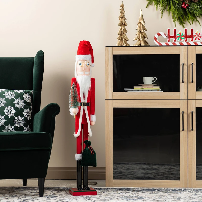 Glitzhome® 42"H Wooden Christmas Santa Nutcracker
