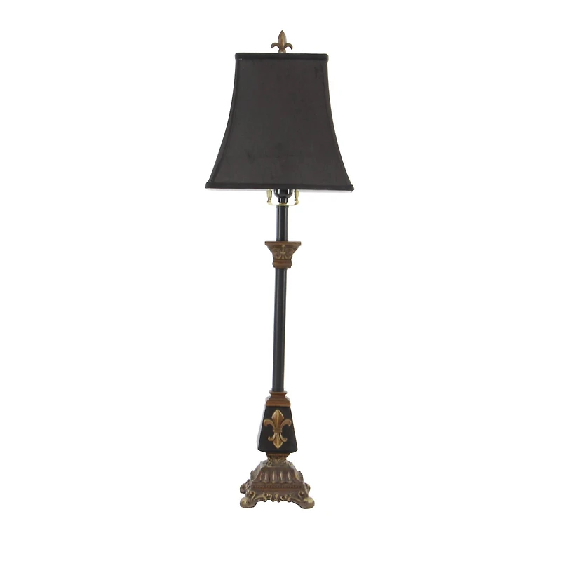 34.5" Tuscan Black Polystone Fleur-De-Lis Buffet Lamp