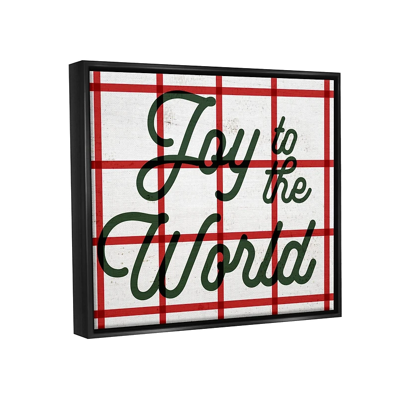 Stupell Industries Joy To The World Tartan Phrase Framed Floater Canvas Wall Art