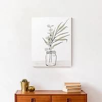 Sketched Jar with Leaves 16" x 20" Canvas Wall Art