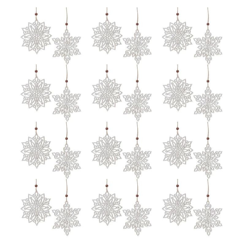 Wood Cut-Out Snowflake Ornaments Set
