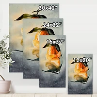 Designart - One Peeled Fresh Orange Mandarin With Green Leaves