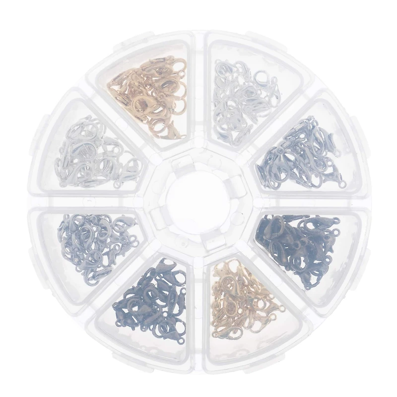 John Bead Lobster Clasps Assortment Round 8 Slot Jewelry Making Kit, 160ct.