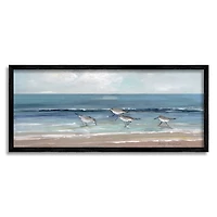 Stupell Industries Sandpipers Birds Cloudy Sky Beach Shore Painting Framed Giclee Art