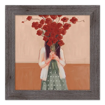 Framed Western Red Floral Woman Print