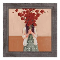 Framed Western Red Floral Woman Print
