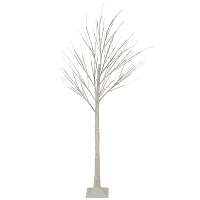 6ft. Pre-Lit White Twig Artificial Christmas Tree, Warm White LED Lights