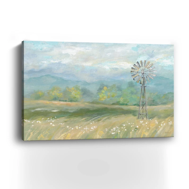 Country Meadow Windmill Landscape Canvas Giclee