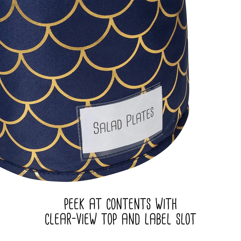 Honey Can Do Golden Scallop Round Dinnerware Storage Box Set