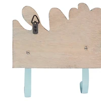 Blue Wood Coastal Wall Hook, 11" x 19" x 2"