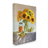 Stupell Industries Farmhouse Sunflower Still Life Country Fruit Jars Canvas Wall Art