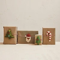 Hello Honey® Handmade Wool Felt Gift Topper Set with Santa, Cane & Christmas Tree