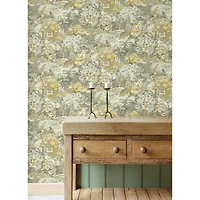 Caroline et Bettina Yellow Gray le Forestier Peel & Stick Wallpaper