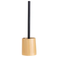 Bath Bliss Black Toilet Brush & Natural Woodgrain Holder