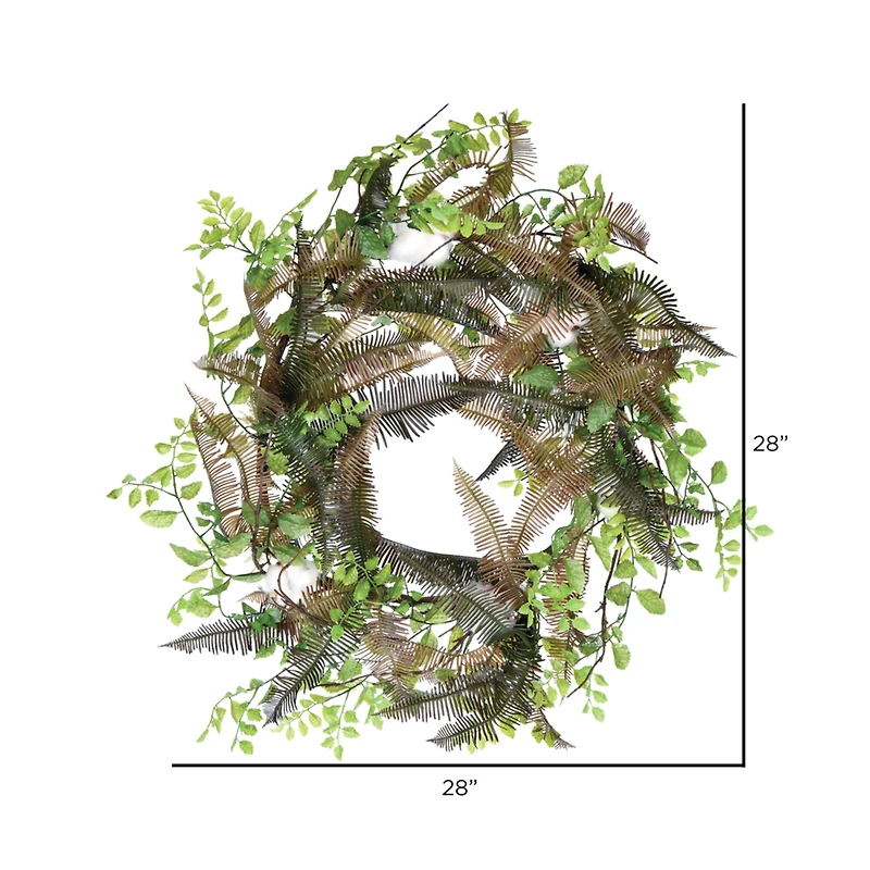 28" Green Fern & Cotton Wreath