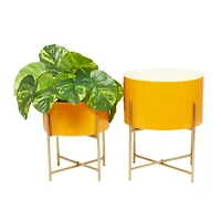 Yellow Modern Planter, Set of 2" 15", 12"