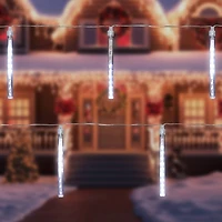 10ct. White Transparent Dripping Icicle Snowfall Christmas Light Tubes with Clear Wire