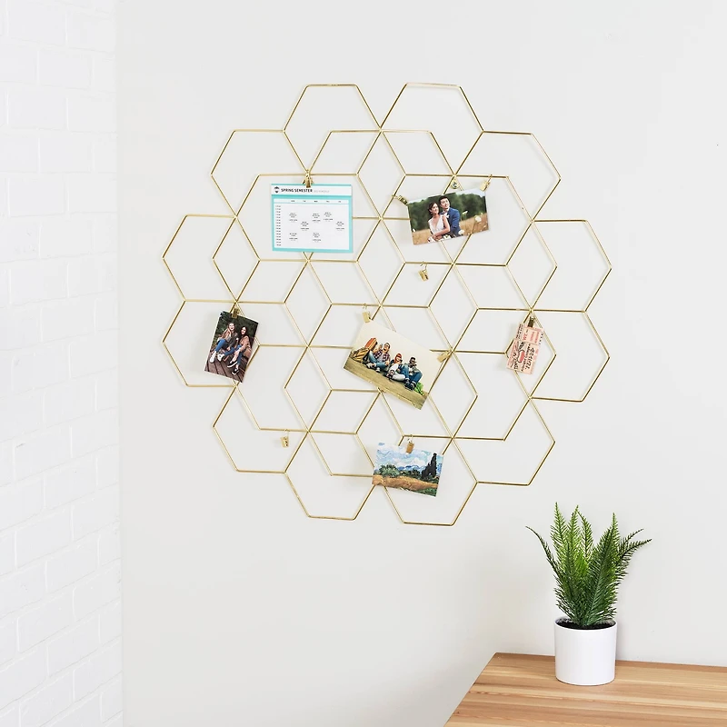 Honey Can Do Gold Hanging Photo Display Holder with Clips