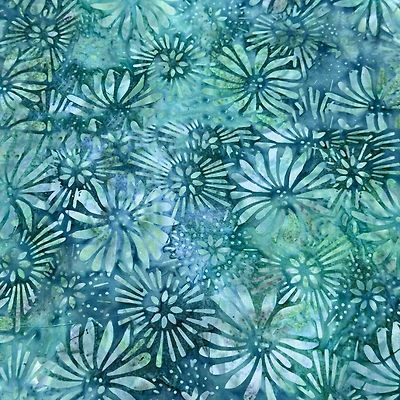 Feldman Batik Purple Turquoise Stamp Large Floral Cotton Fabric