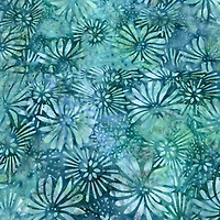 Feldman Batik Purple Turquoise Stamp Large Floral Cotton Fabric