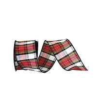 JAM Paper 2.5" x 10yd. Traditional Dupioni Wired Edge Plaid Ribbon