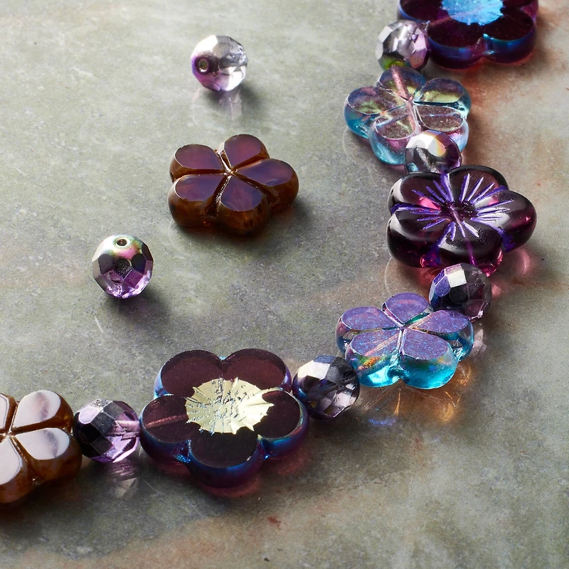 Berry Roses Czech Glass Flower Bead Mix by Bead Landing™