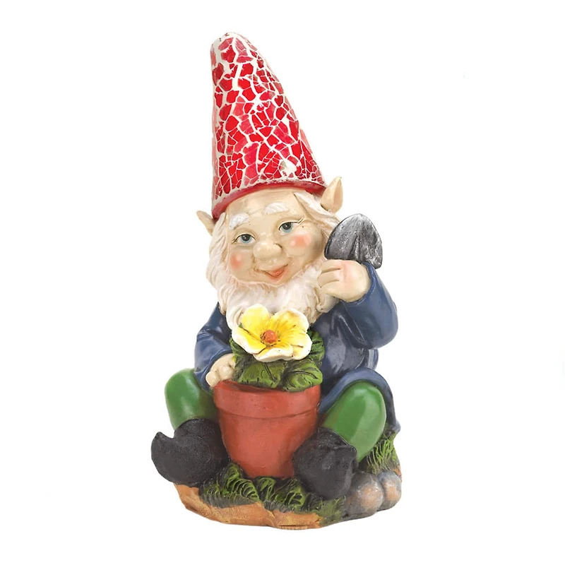 7" Gardening Gnome Solar Statue