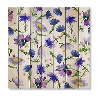 Designart - Blue Wildflowers With Green Leaves I