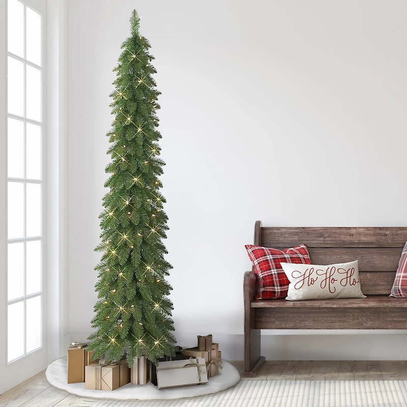 7ft. Pre-Lit Alpine Artificial Pencil Tree, Clear Lights