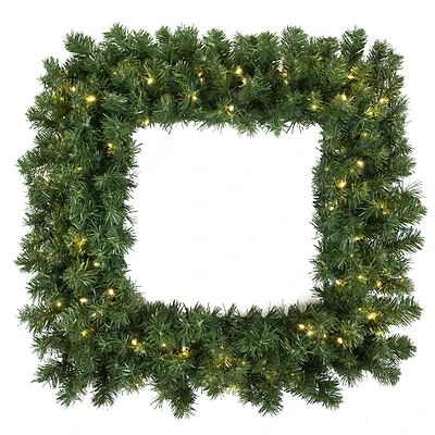 30" Warm White LED Square Grand Teton Wreath